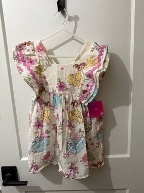 Toddler Girl Disney Princess Dress Gauze Ivory Ariel Belle Cinderella Tiana NEW